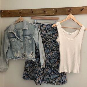 Blue Floral Midi Skirt